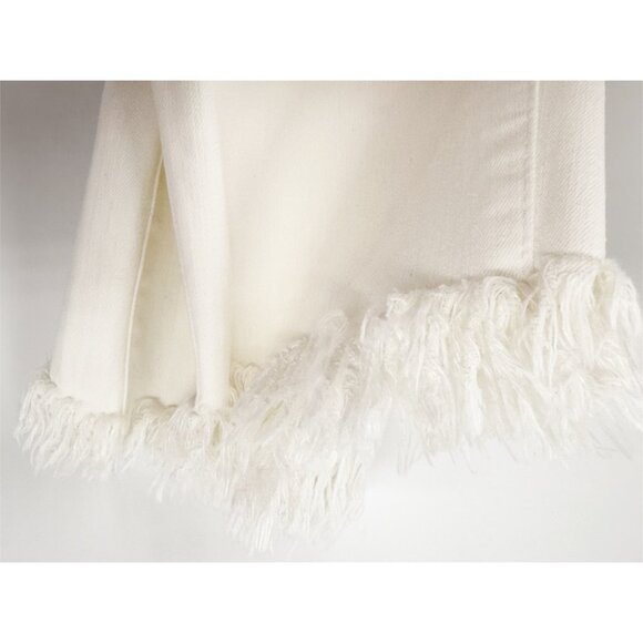 Democracy Women's Ab-Tech Straight Leg Fringe Fray Ankle Jeans 14 White - Picture 3 of 8